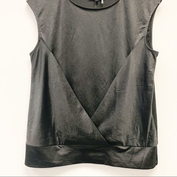 DKNY Black Overlap Cap Sleeve Tank Top, Small - Picture 3 of 10